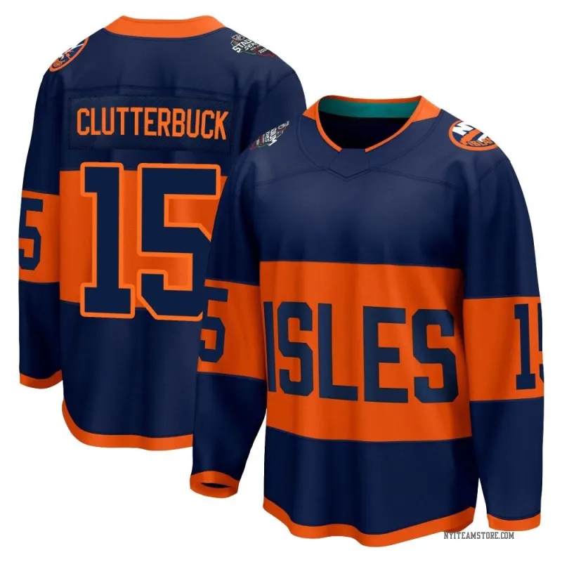 Men s Cal Clutterbuck New York Islanders 2024 Stadium Series Jersey Navy Breakaway Islanders Store