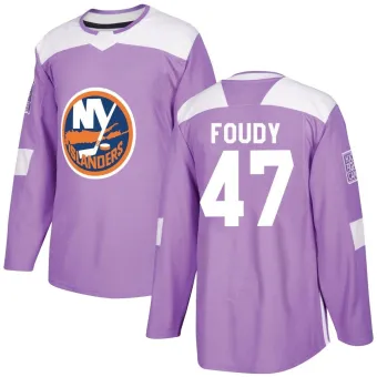 Men's Liam Foudy New York Islanders Fights Cancer Practice Jersey - Purple Authentic