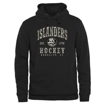 Men's New York Islanders Camo Stack Pullover Hoodie - Black