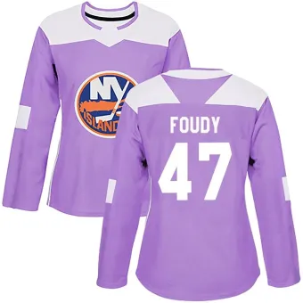 Women's Liam Foudy New York Islanders Fights Cancer Practice Jersey - Purple Authentic